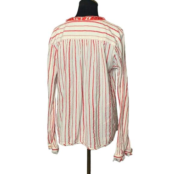 Scotch & Soda white red stripes long sleeves boho tunic top size Large - Picture 2 of 9